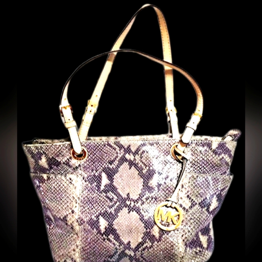 Michael Michael Kors Python Jet Set Leather Tote - image 1